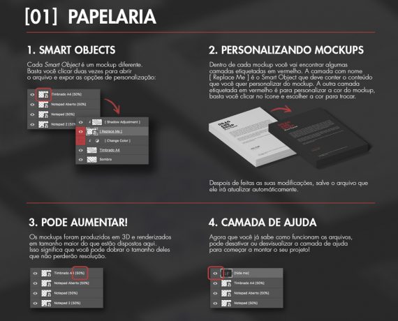 Pack Papelaria - Mockup PSD